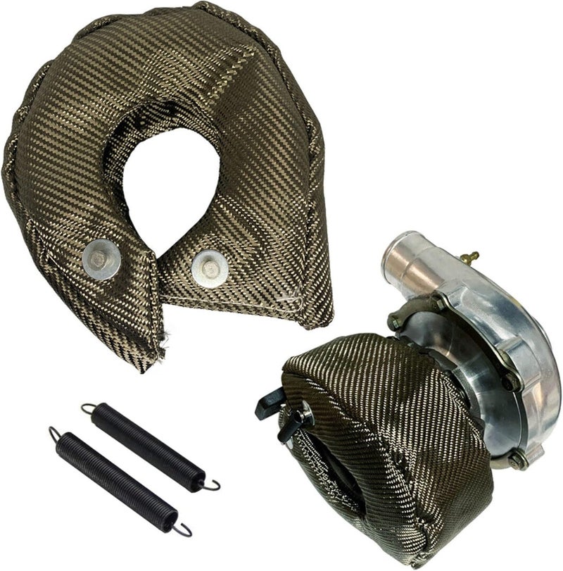 Ummickl Titanium Turbo Blanket FireShield T6 Titanium Turbo Blanket T6 Cover Turbocharger Heat Shield Cover for T6 GT55 GT40 HX52 HT60 T88 with Locking Springs - Image 1
